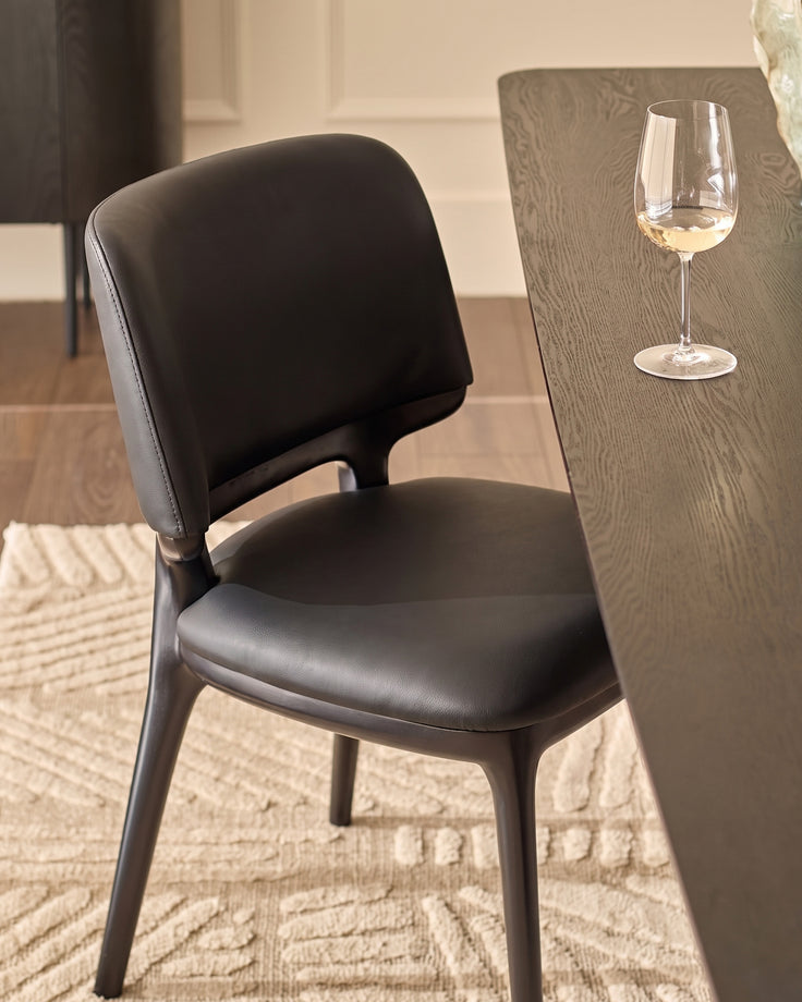 Belle black leather dining chair - set of 2