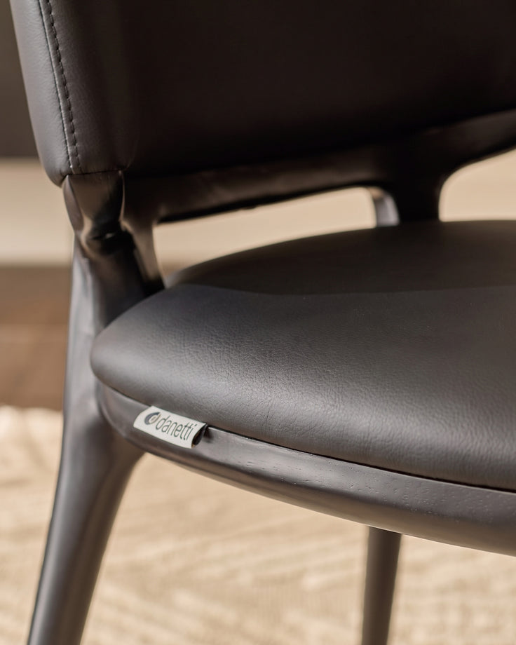Belle black leather dining chair - set of 2