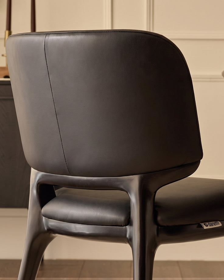 Belle black leather dining chair - set of 2
