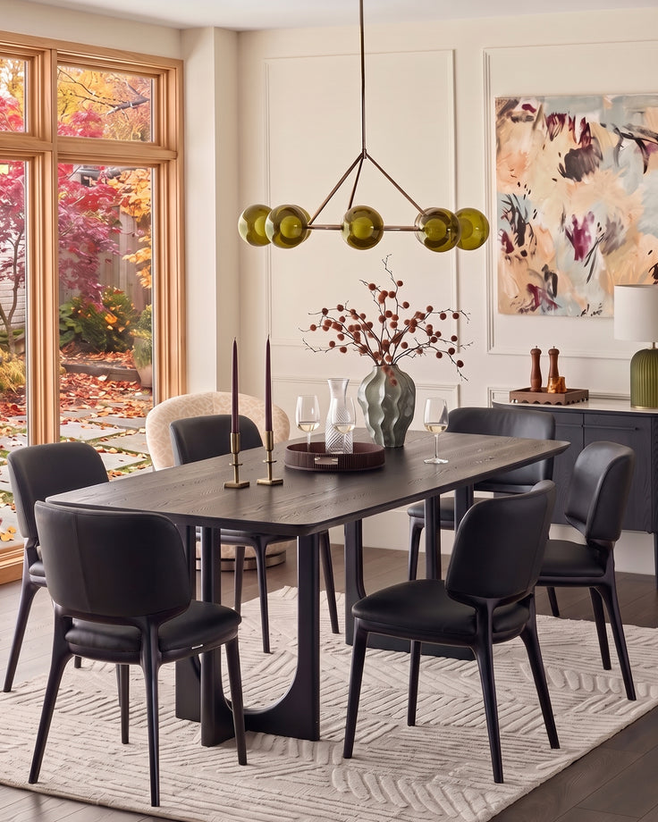 Belle black leather dining chair - set of 2