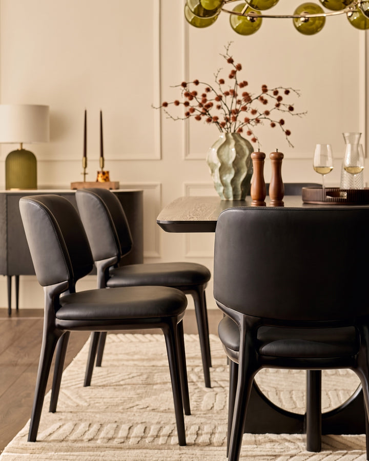 Belle black leather dining chair - set of 2