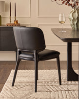 Belle black leather dining chair - set of 2