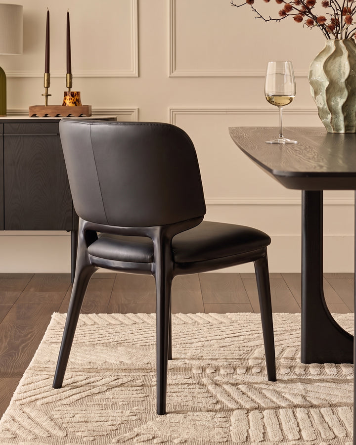 Belle black leather dining chair - set of 2