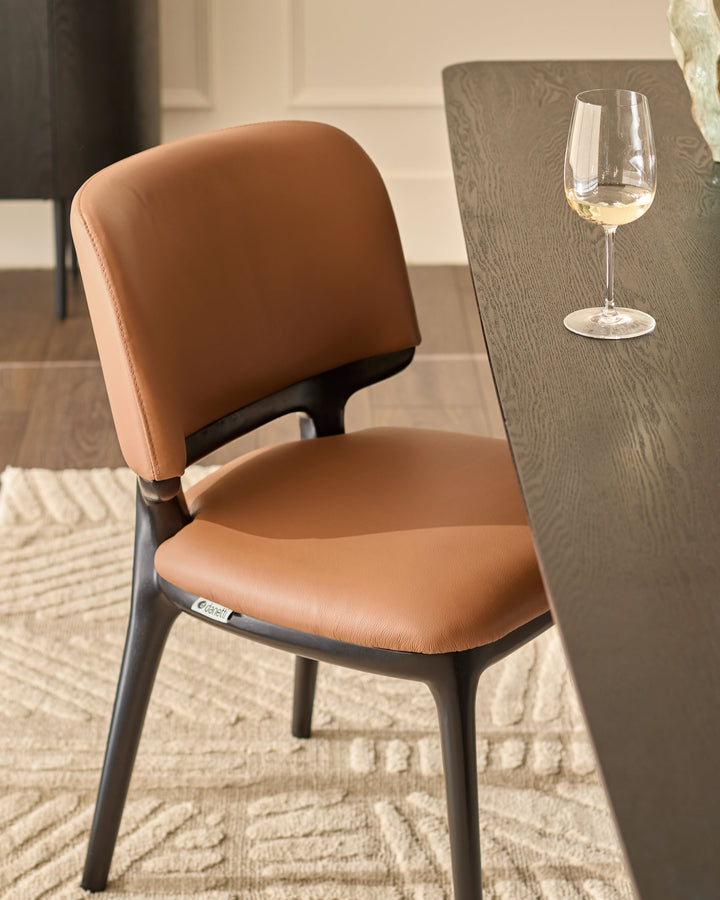 Belle tan leather dining chair - set of 2