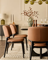 Belle tan leather dining chair - set of 2
