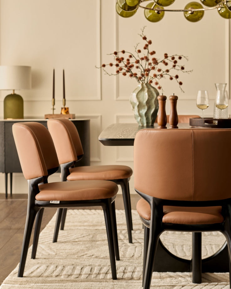Belle tan leather dining chair - set of 2