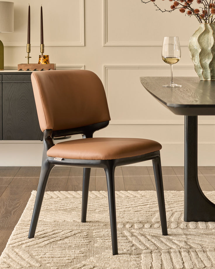 Belle tan leather dining chair - set of 2