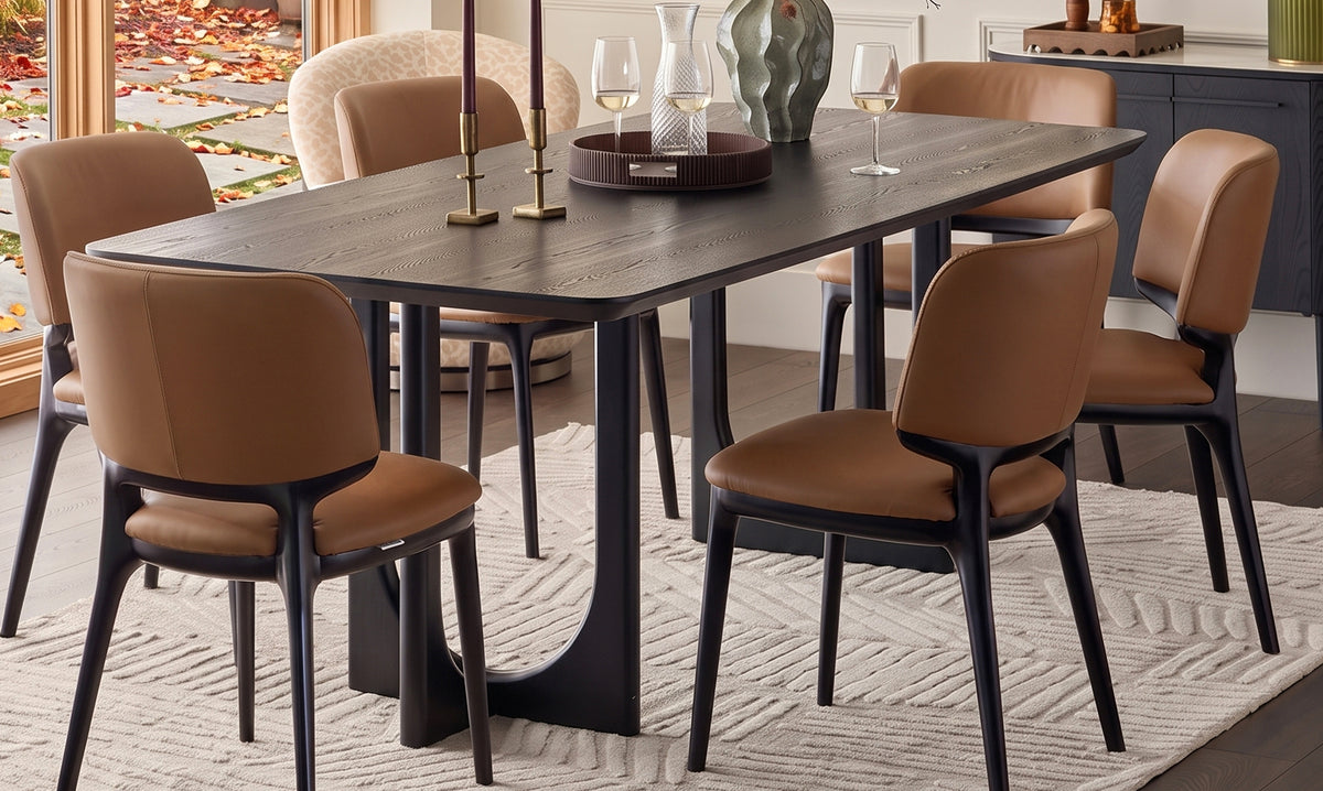 Belle tan leather dining chair - set of 2