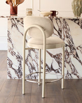 Blake champagne velvet with natural metal bar stool