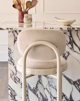 Blake champagne velvet with natural metal bar stool