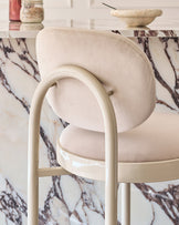 Blake champagne velvet with natural metal bar stool