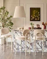 Blake champagne velvet with natural metal bar stool