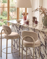 Blake champagne velvet with natural metal bar stool