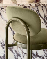 Blake olive green velvet with olive green metal bar stool