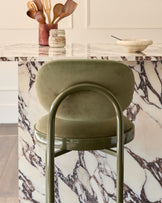Blake olive green velvet with olive green metal bar stool