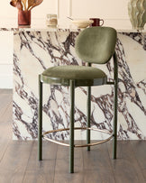 Blake olive green velvet with olive green metal bar stool