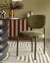 Blake olive green velvet with olive green metal dining chair