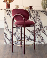 Blake plum velvet with plum metal bar stool