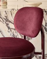 Blake plum velvet with plum metal bar stool