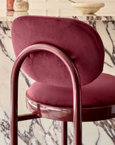 Blake plum velvet with plum metal bar stool