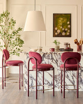Blake plum velvet with plum metal bar stool
