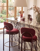 Blake plum velvet with plum metal bar stool