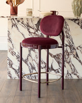 Blake plum velvet with plum metal bar stool