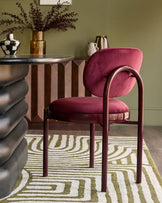 Blake plum velvet with plum metal dining chair
