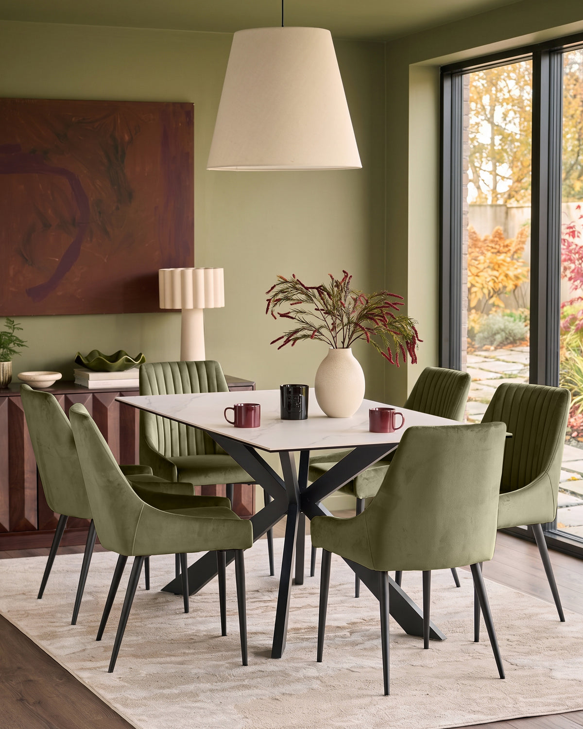 Blakely olive green velvet dining chair - set of 2