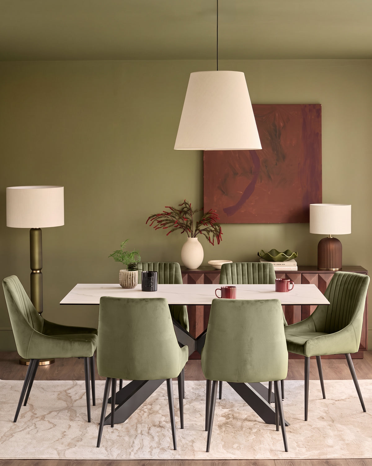 Blakely olive green velvet dining chair - set of 2