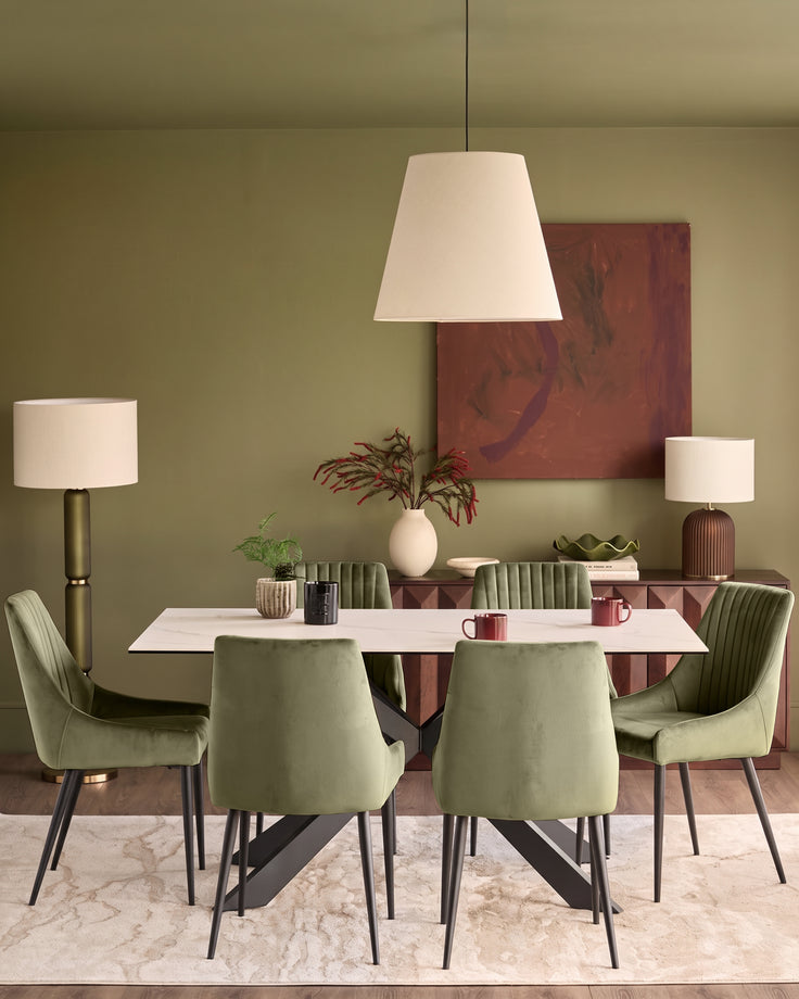 Blakely olive green velvet dining chair - set of 2