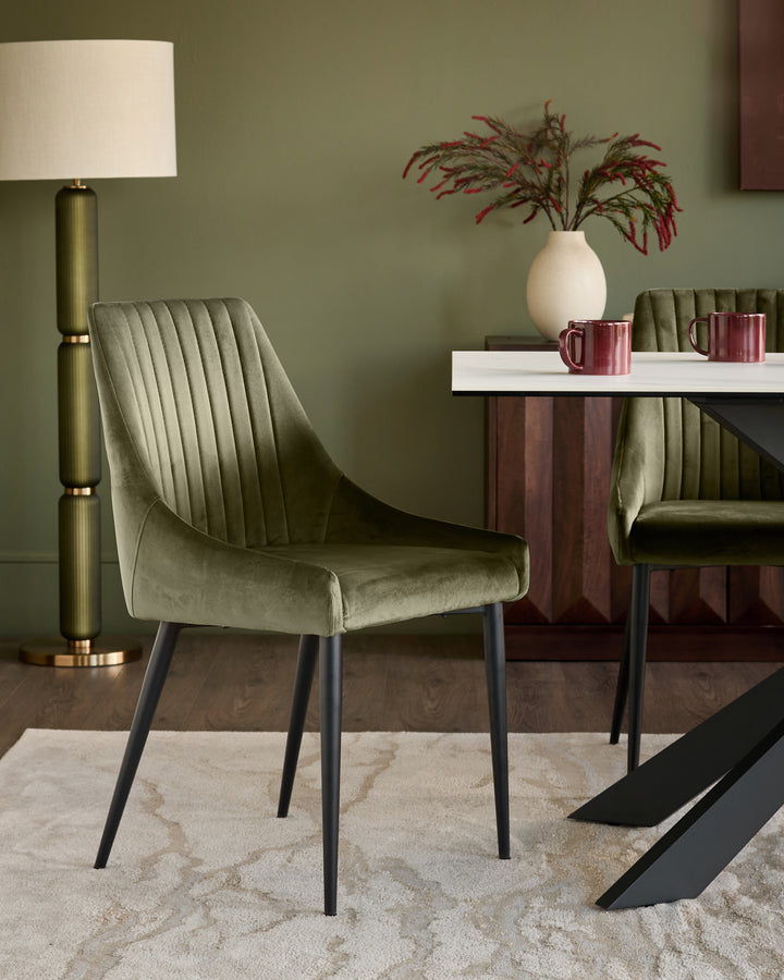 Blakely olive green velvet dining chair - set of 2