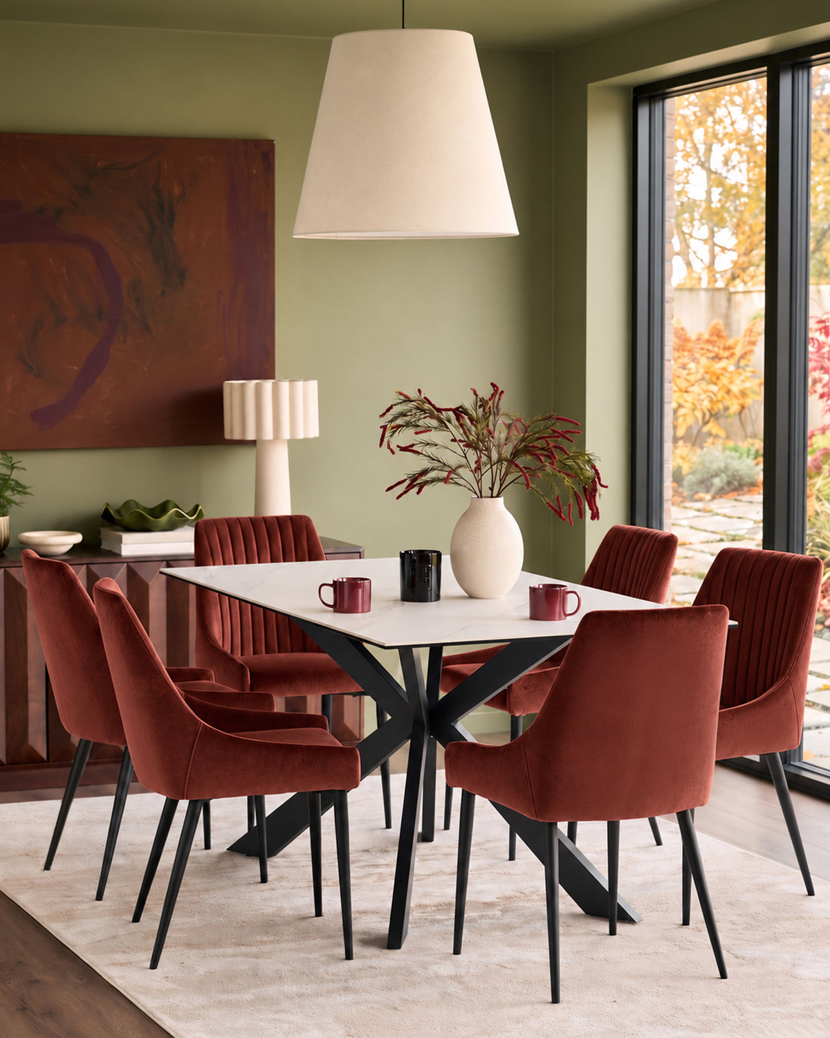 Blakely toffee red velvet dining chair - set of 2