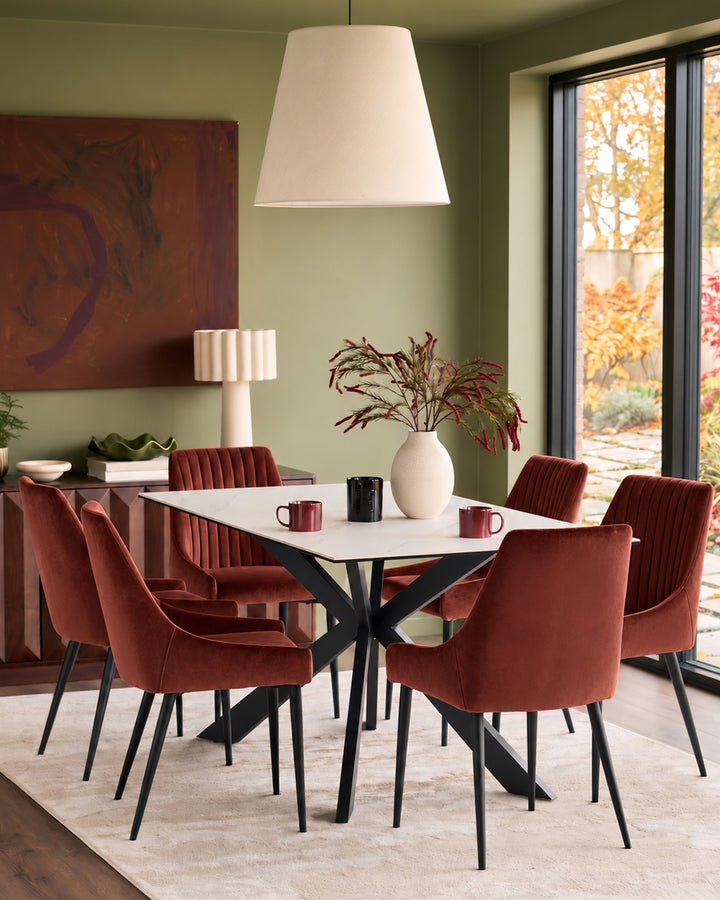 Blakely toffee red velvet dining chair - set of 2
