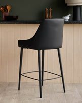 Blakely black faux leather bar stool