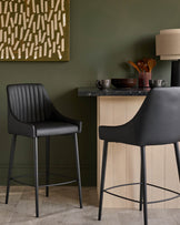 Blakely black faux leather bar stool