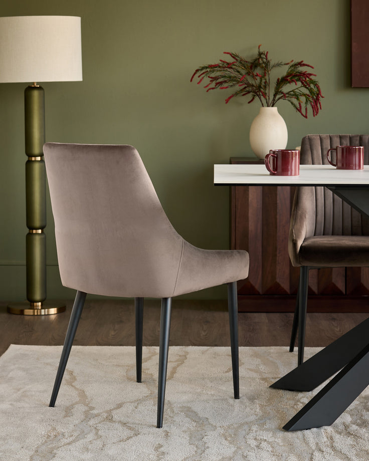 Blakely mocha velvet dining chair - set of 2