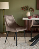 Blakely mocha velvet dining chair - set of 2