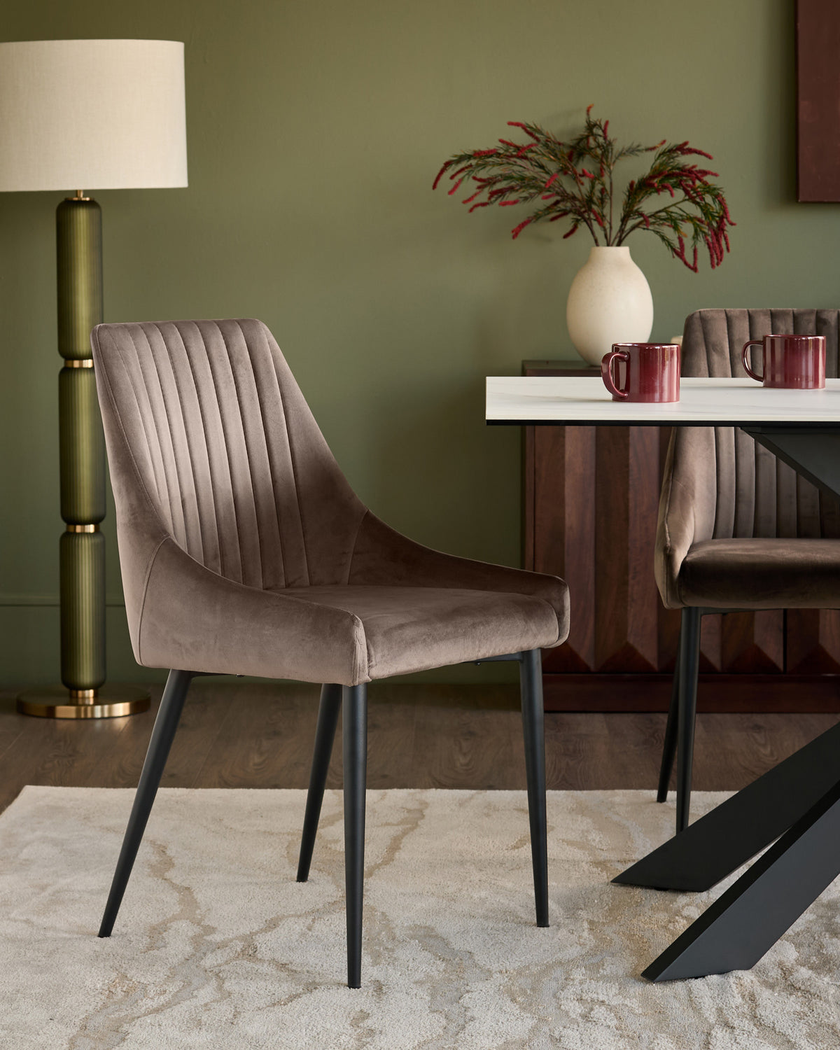 Blakely mocha velvet dining chair - set of 2