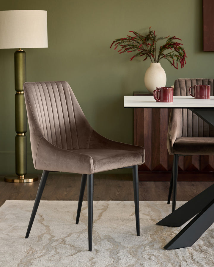 Blakely mocha velvet dining chair - set of 2