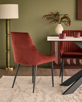 Blakely toffee red velvet dining chair - set of 2