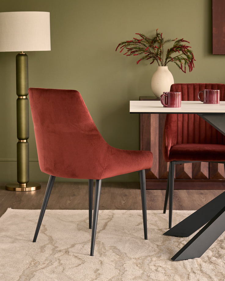 Blakely toffee red velvet dining chair - set of 2