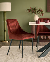Blakely toffee red velvet dining chair - set of 2