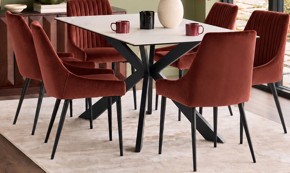Blakely toffee red velvet dining chair - set of 2