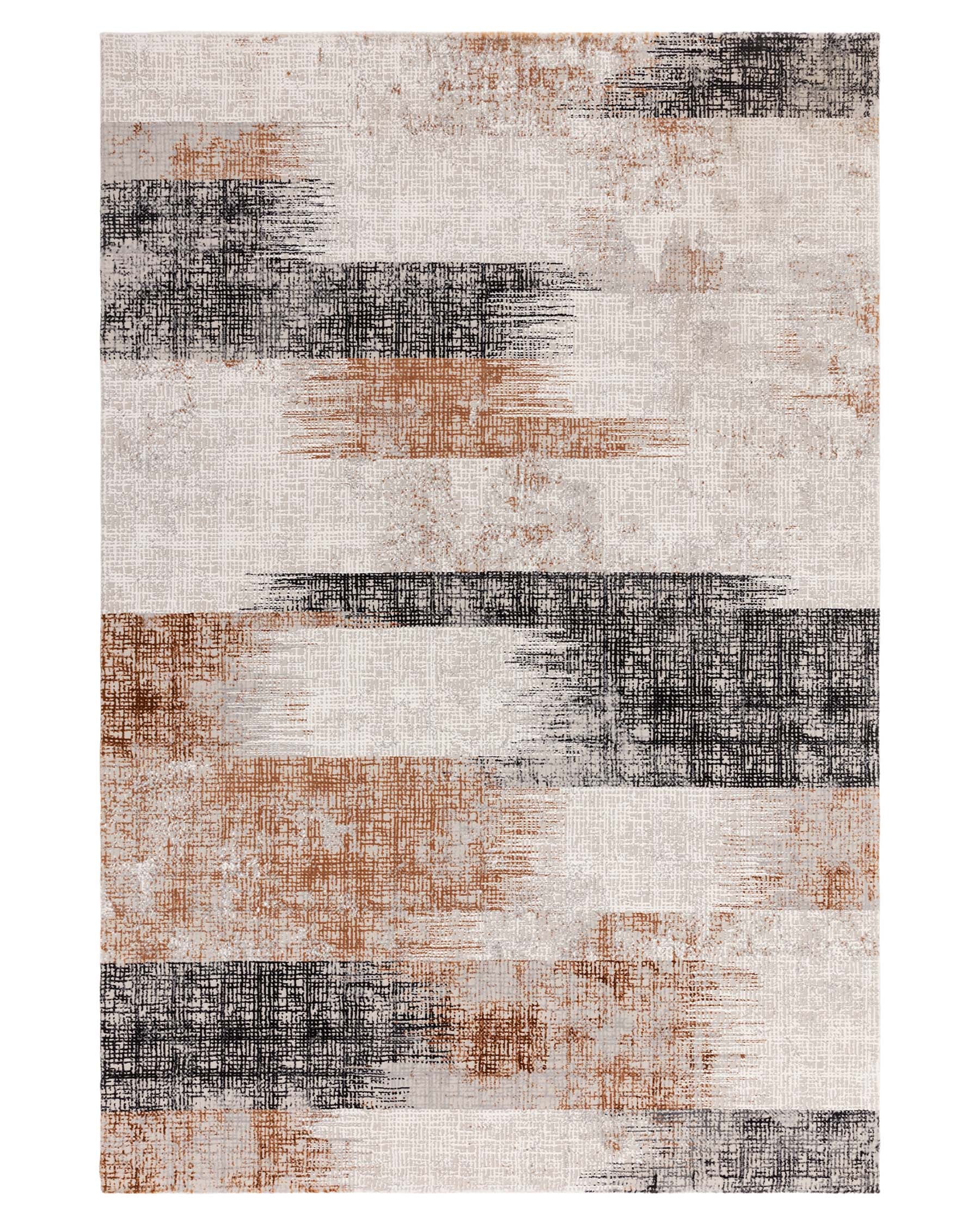 Blurred Large Soft Touch Textured Rug Terracotta – Danetti