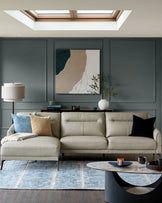 Brooks Light Grey Leather Left Hand Corner Chaise Sofa