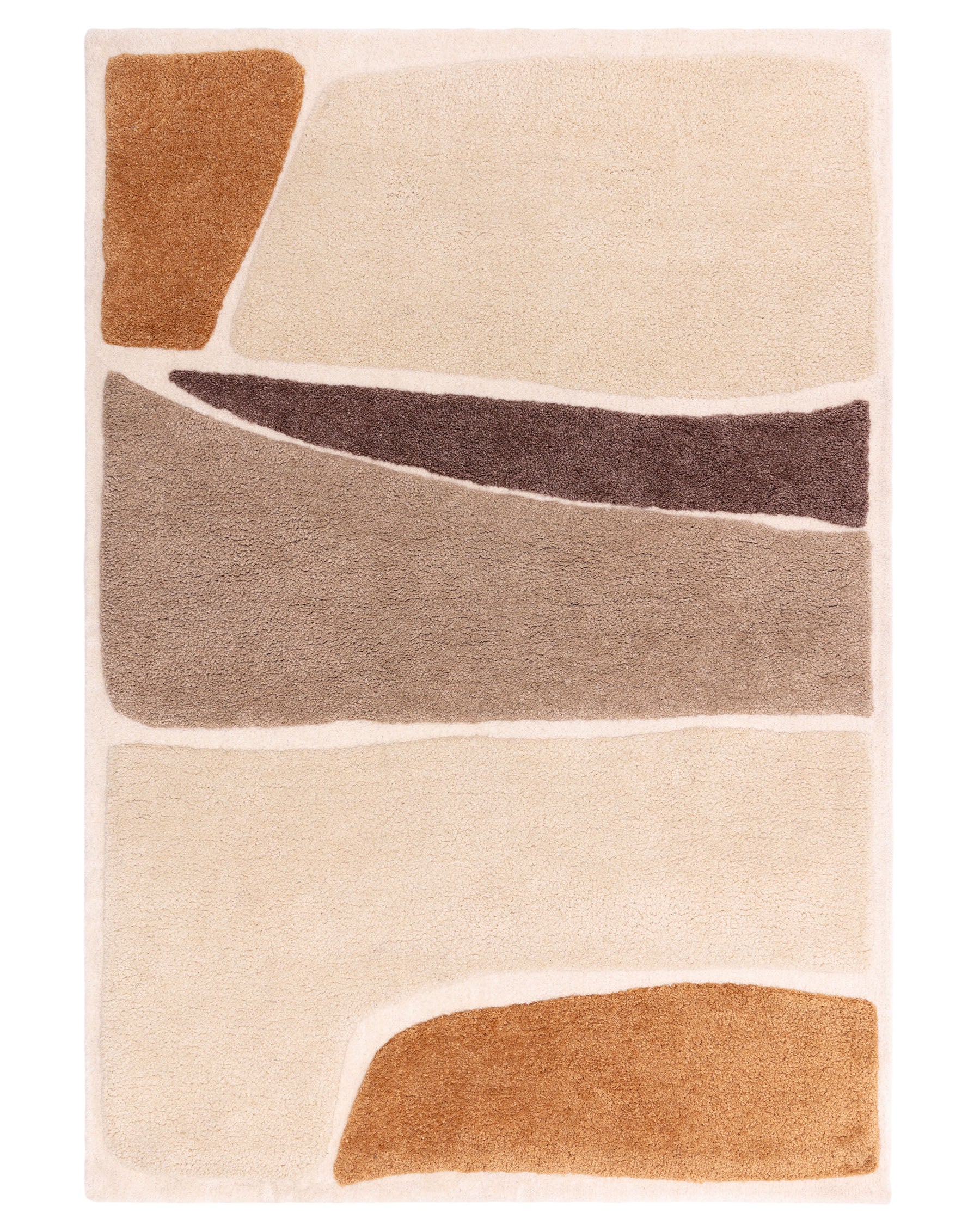 Abstract rug with geometric shapes in neutral tones. Contemporary design for a modern home interior.