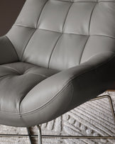 Canio Dark Grey Leather And Stainless Steel Accent Chair