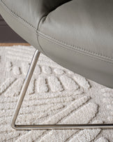 Canio Dark Grey Leather And Stainless Steel Accent Chair