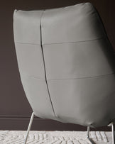 Canio Dark Grey Leather And Stainless Steel Accent Chair